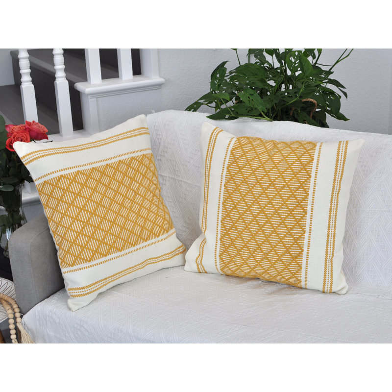 Housses pour coussins décoratifs à carreaux, H 20 po x l 20 po, Jaune