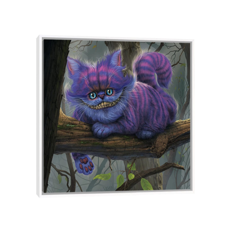 Cheshire Cat by Vincent Hie - Print on Canvas, White Framed, 45.72 cm H x 45.72 cm W