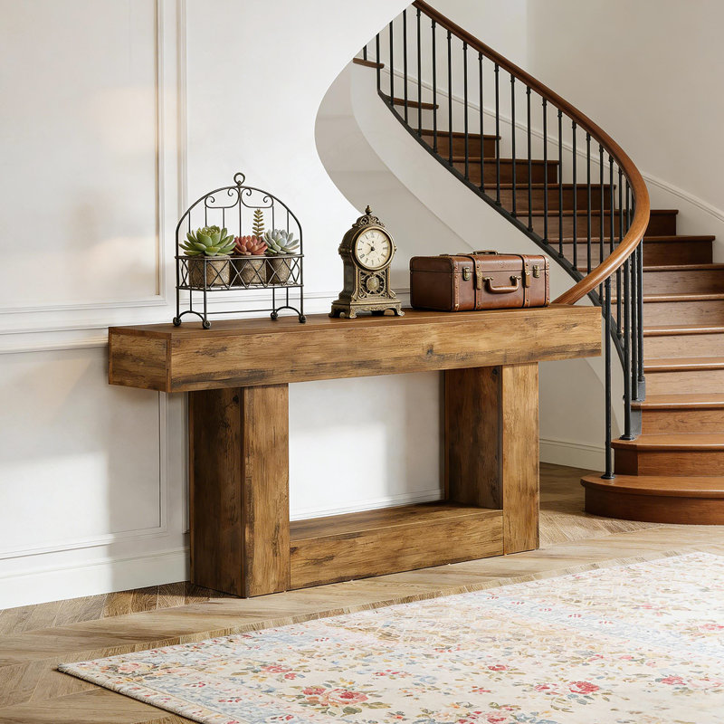 2-Tier Hall Table,Sofa Table,Console Table, Rustic Brown