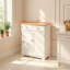 Armoire utilitaire peu encombrante avec tiroirs et placard, buffet à deux tons, armoire de rangement, parfaite pour les petites cuisines ou les appartements