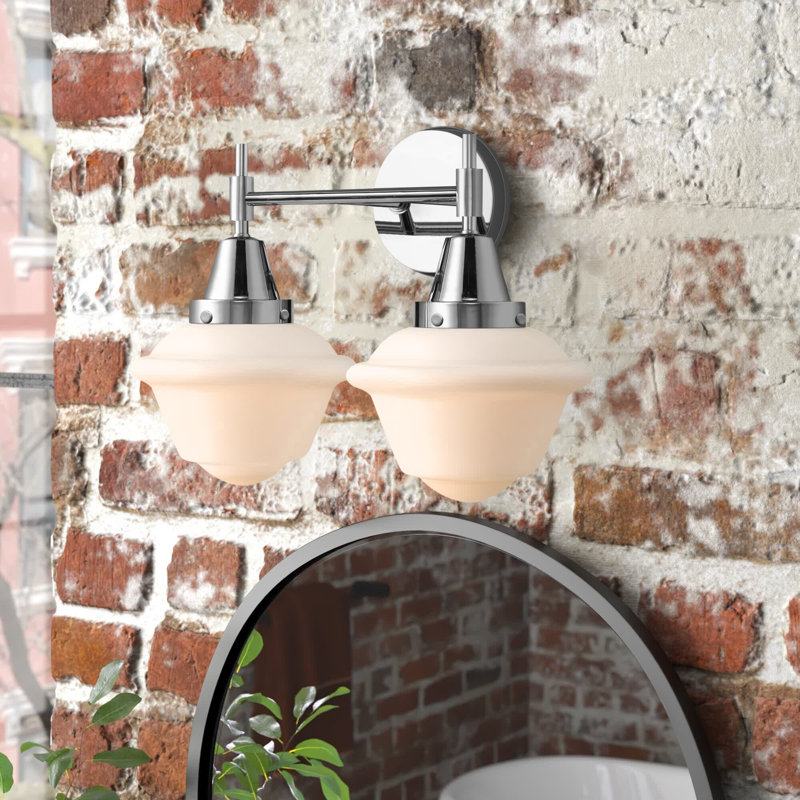 Éclairage pour meuble-lavabo à 2 lumières à intensité variable Gayle, Blanc mat, Chrome poli, Ampoule DEL rétro 4 watts