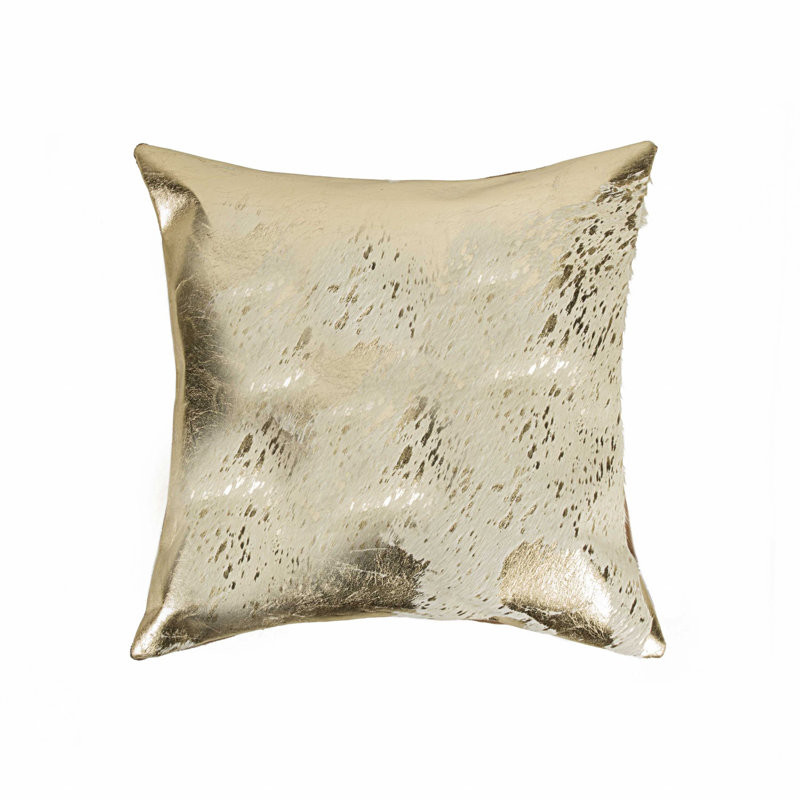 Coussin 18 "en peau de vache abstraite, Gris / Or