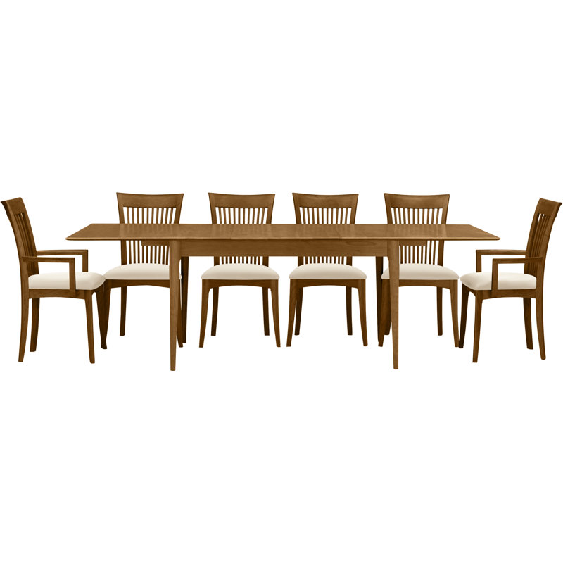 Sarah 7 - Piece Extendable Dining Set, Coffee Leather, Saddle Cherry