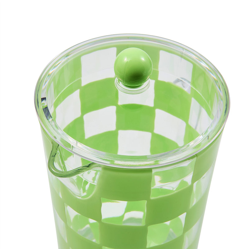 Green Check Acrylic Pitcher, Green/Clear