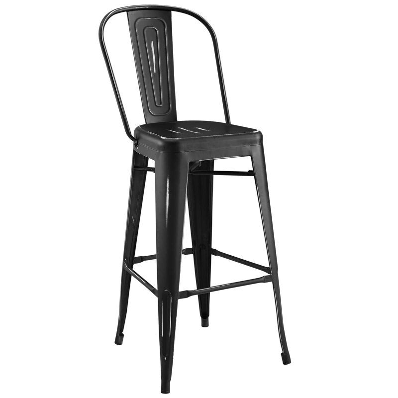 Promenade Black Metal Industrial Bar Stool