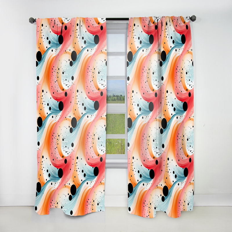 Motif à pois tourbillon Nomadic - rideau abstrait - rideau abstrait obscurcissant - 1 panneau, L 52 po x L 120 po