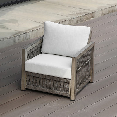 SeeHill Patio Chair, Outdoor Aluminum Chair with Thick Washable Cushions, Rope Weave Outdoor Chair Furniture Patio Sofa Armchair, Deep Seating Patio F by Ebern Designs