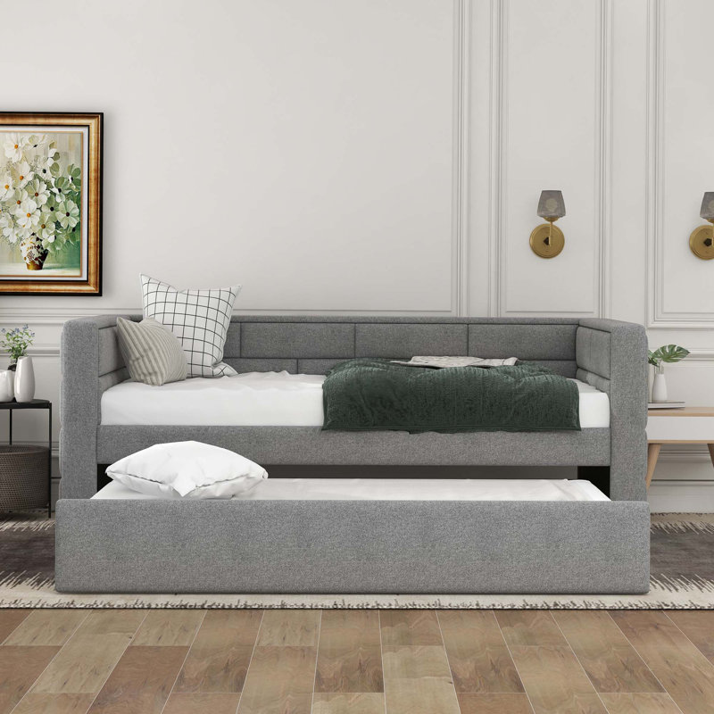 Lit de jour simple avec couchette et lit rembourré avec dossier rembourré