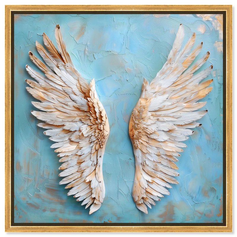 Art sur toile «Weathered Wings III» par Art Remedy, Cadre flottant doré, H 17 po x l 17 po x P 1,8 po