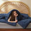Insert de couette en duvet synthétique à motif de carrés en duvet synthétique - bleu marine, édredon toutes saisons-126171477-101518295