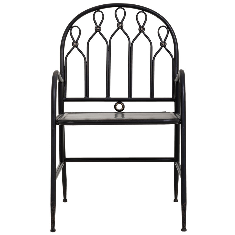 Laurena 45cm H Slat Back Stacking Side Chair in Black, Black