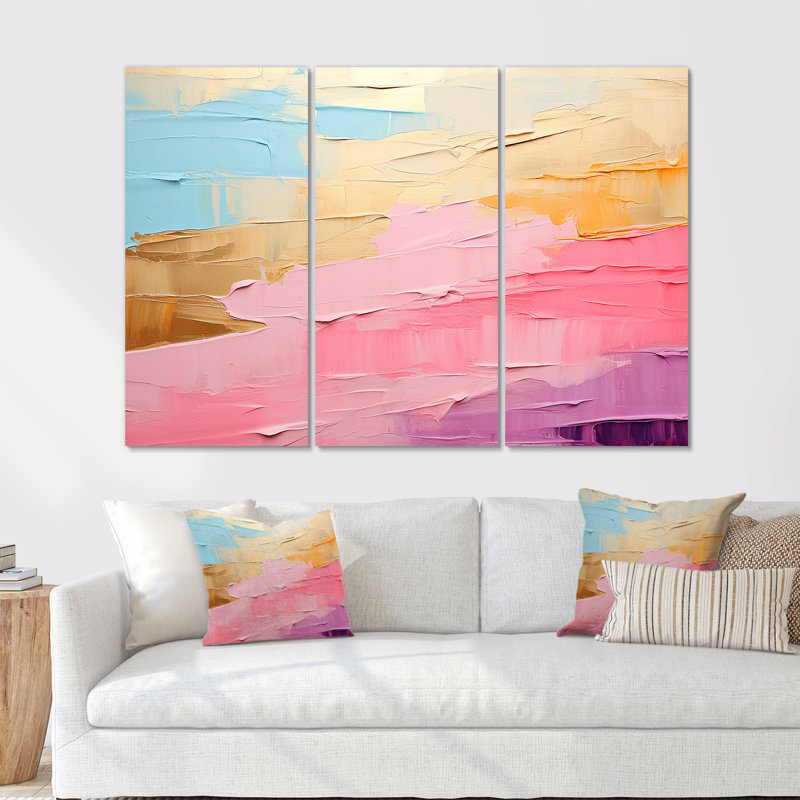 Minimalisme, chasse aux arcs-en-ciel I - ensemble d'art mural arc-en-ciel, Toile tendue, H 32 po x l 48 po x P 1 po