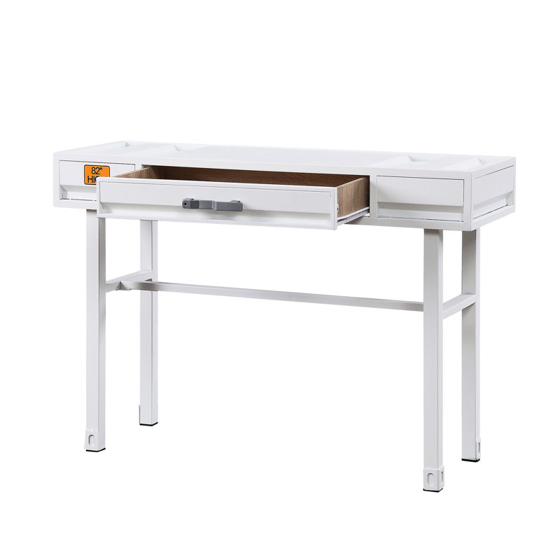 Bureau blanc pour bureau avec touche industrielle et rangement fonctionnel - Solution de travail moderne à 1 tiroir