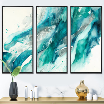 Turquoise Waves in Paradise I - 3 pièces sur toile