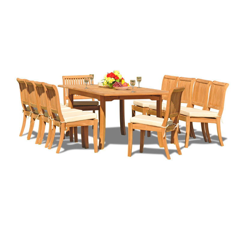 Ensemble repas luxueux en teck 11 pièces Masten, L 94 po x l 43 po x H 31 po