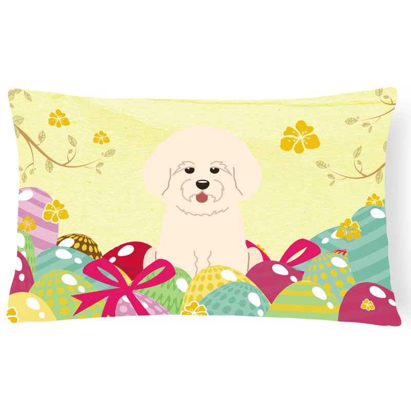 Coussin lombaire bichon bichon frisé pâques œufs