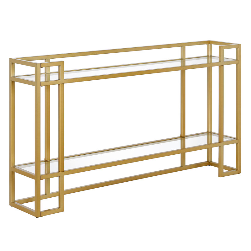 Uriel 132.08cm Glass Top Console Table, Gold