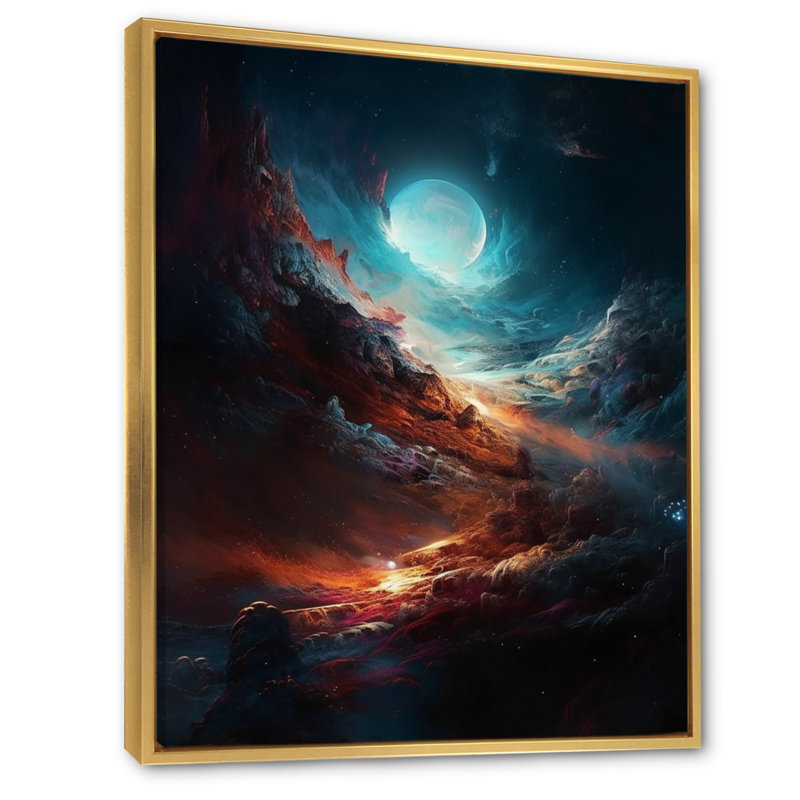 Imagine Space II sur toile, H 20 po x l 12 po x P 1 po, Cadre flottant doré