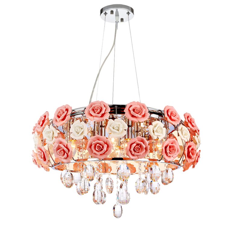 5-Light Modern Romantic Rose Crystal Chandelier