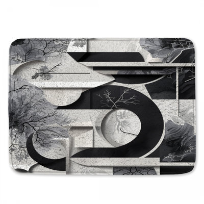 Tapis de bain à composition abstraite monochrome
