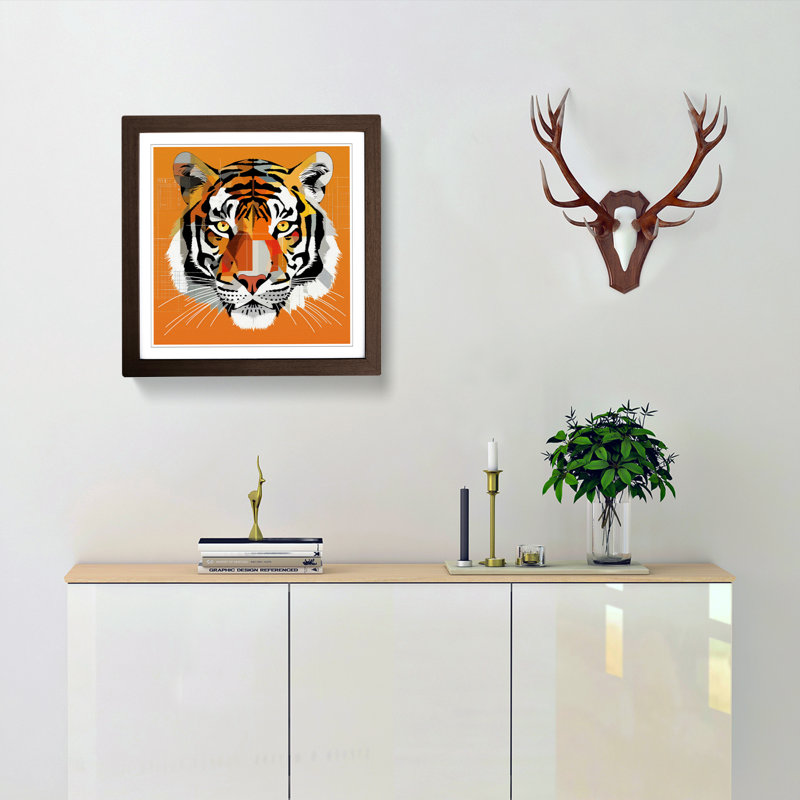 Tiger Constructivism No.1 - Framed Print, Walnut