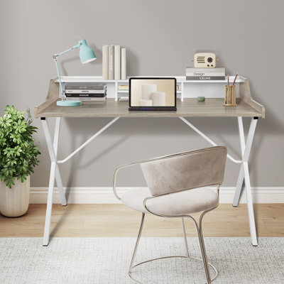 Bureau contemporain contemporain, bureau d'écriture avec casiers de rangement en chêne