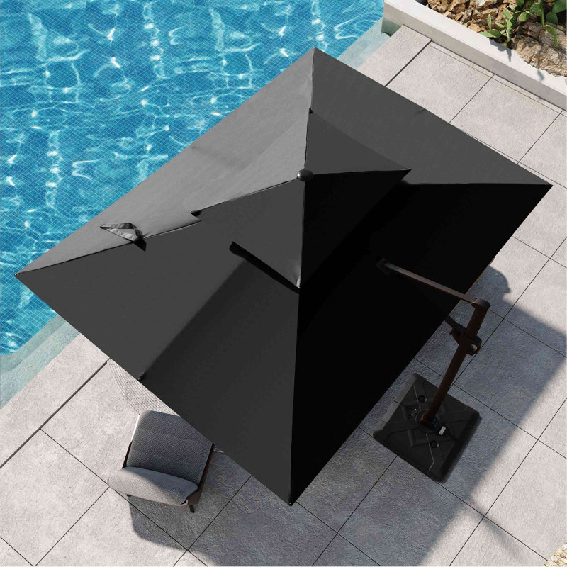 Parasol excentré en porte-à-faux de 141 po x 104 po, base incluse, Noir