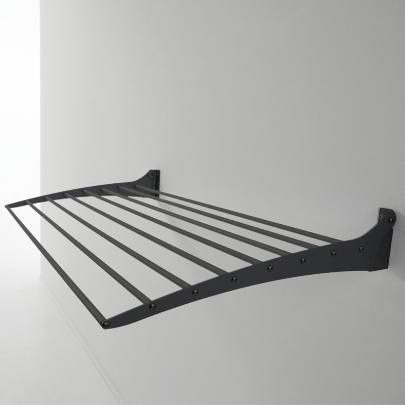 Foxydry Fold Black Aluminum Foldable Wall-Mounted Drying Rack, 57cm H x 120cm W x 50cm D