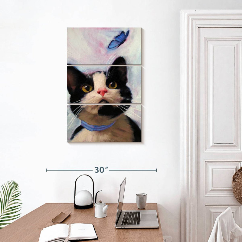 Chat et papillon Brampt, H 32 po x l 20 po