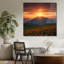 Tableau mural en verre trempé au coucher du soleil sur la montagne-1095702431