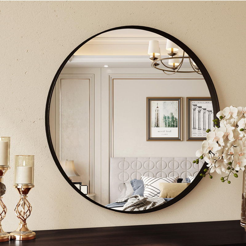 Aluminium Round Mirror, 60 cm H x 60 cm W