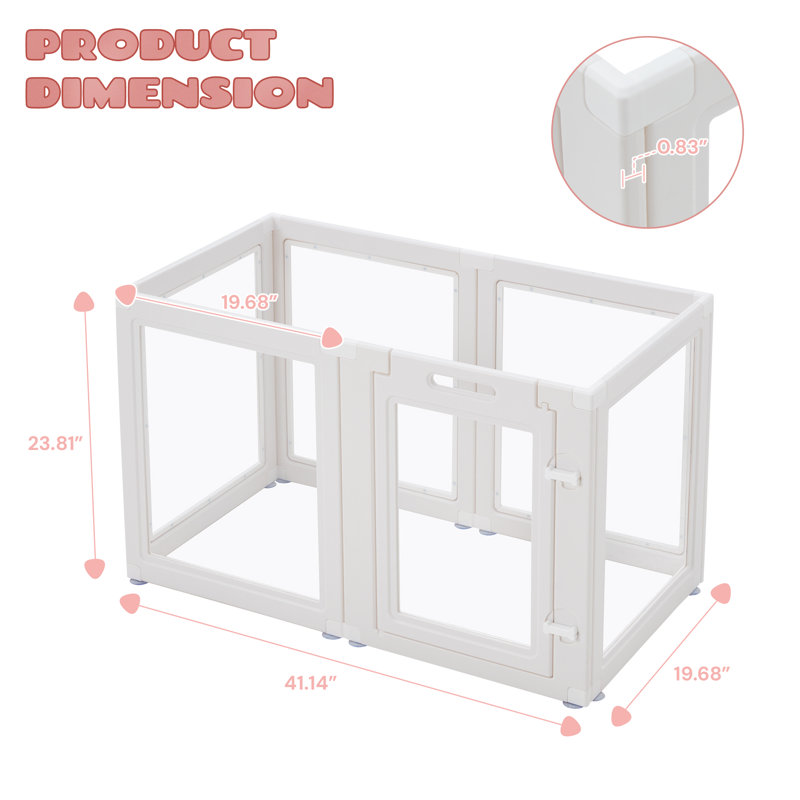 Enclos pour animaux 6 panneaux avec porte, parc pour chiots transparent, parc facile à assembler, parc pour chats, chiens, lapins et autres petits animaux