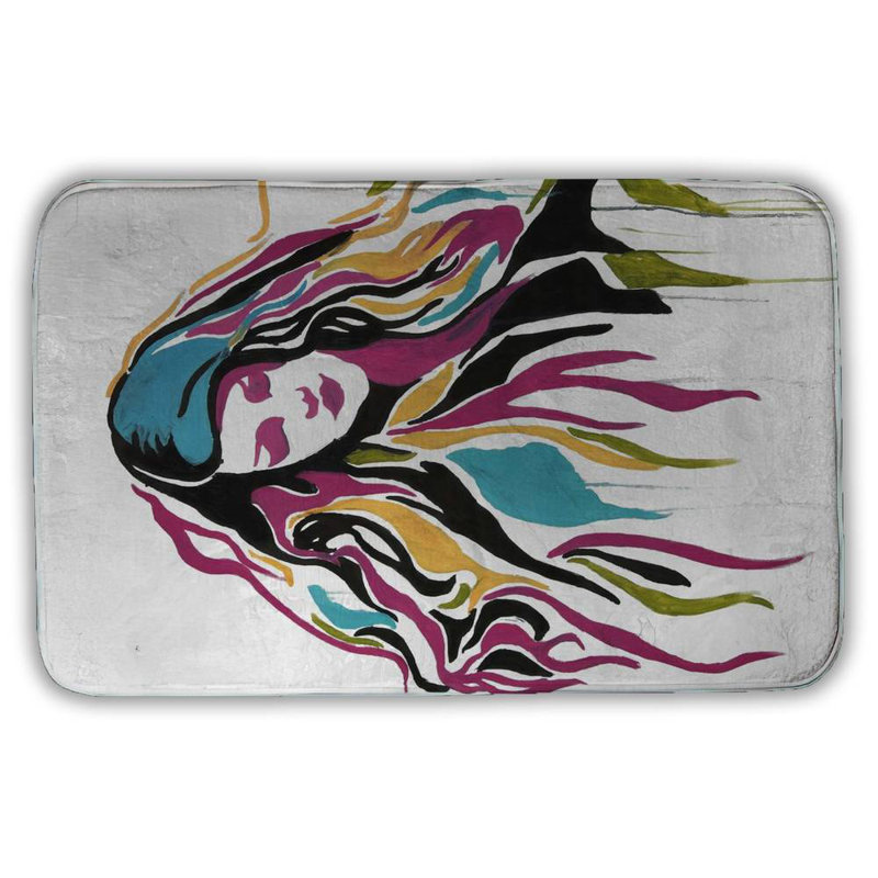 Woman graffiti art Bath Mat with Non-Slip Backing - Quick Dry Memory Foam Bathroom Rug - Absorbent - Modern Plush Spa-Style - Machine Washable