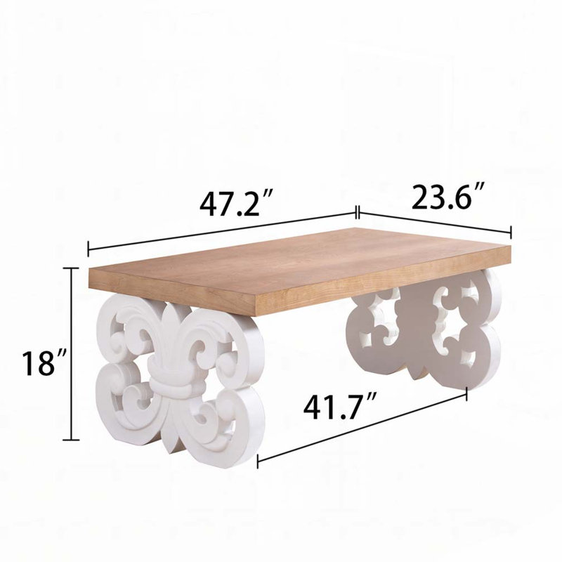 Table de ferme rectangulaire 47 po avec base sculptée, Blanc