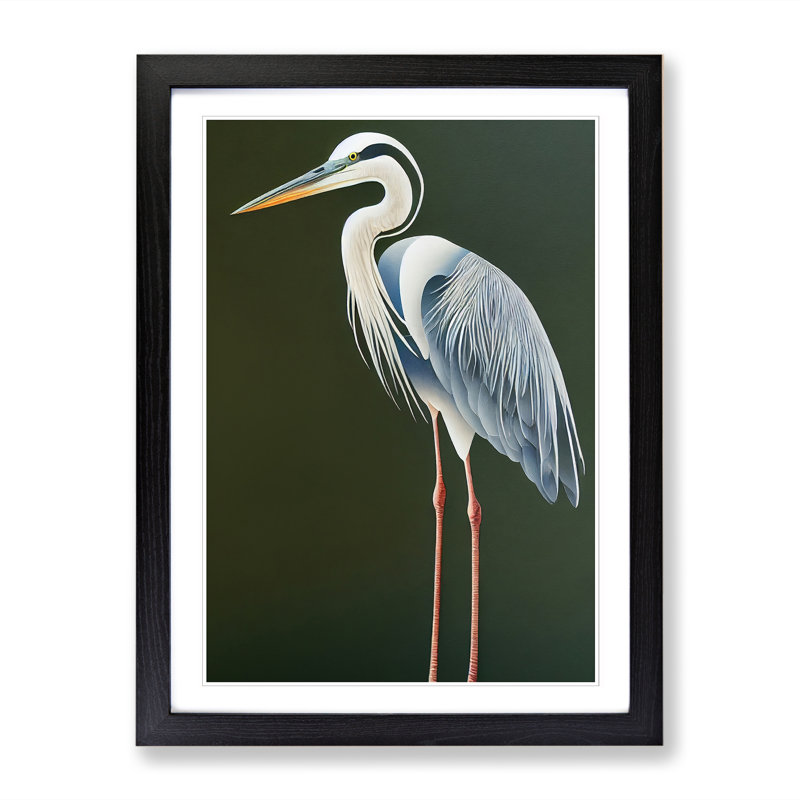 Heron Bird Traditional Vol.2 - Wall Art, 64cm H x 46cm W x 2cm D, Oak