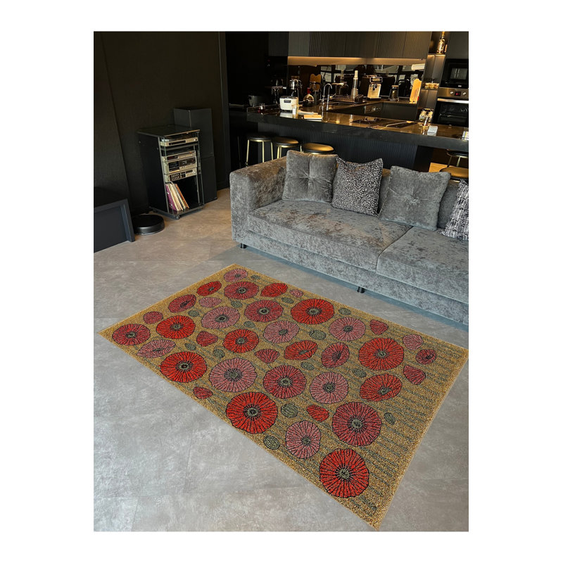 Tapis vert tissé à motif lavable Mosso, 3'3" x 9'10"