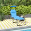 Chaise longue de plage avec coussin et parasol - Chaise longue pliante ajustable bleue pour un confort extérieur Coussin de toit pour diverses activités