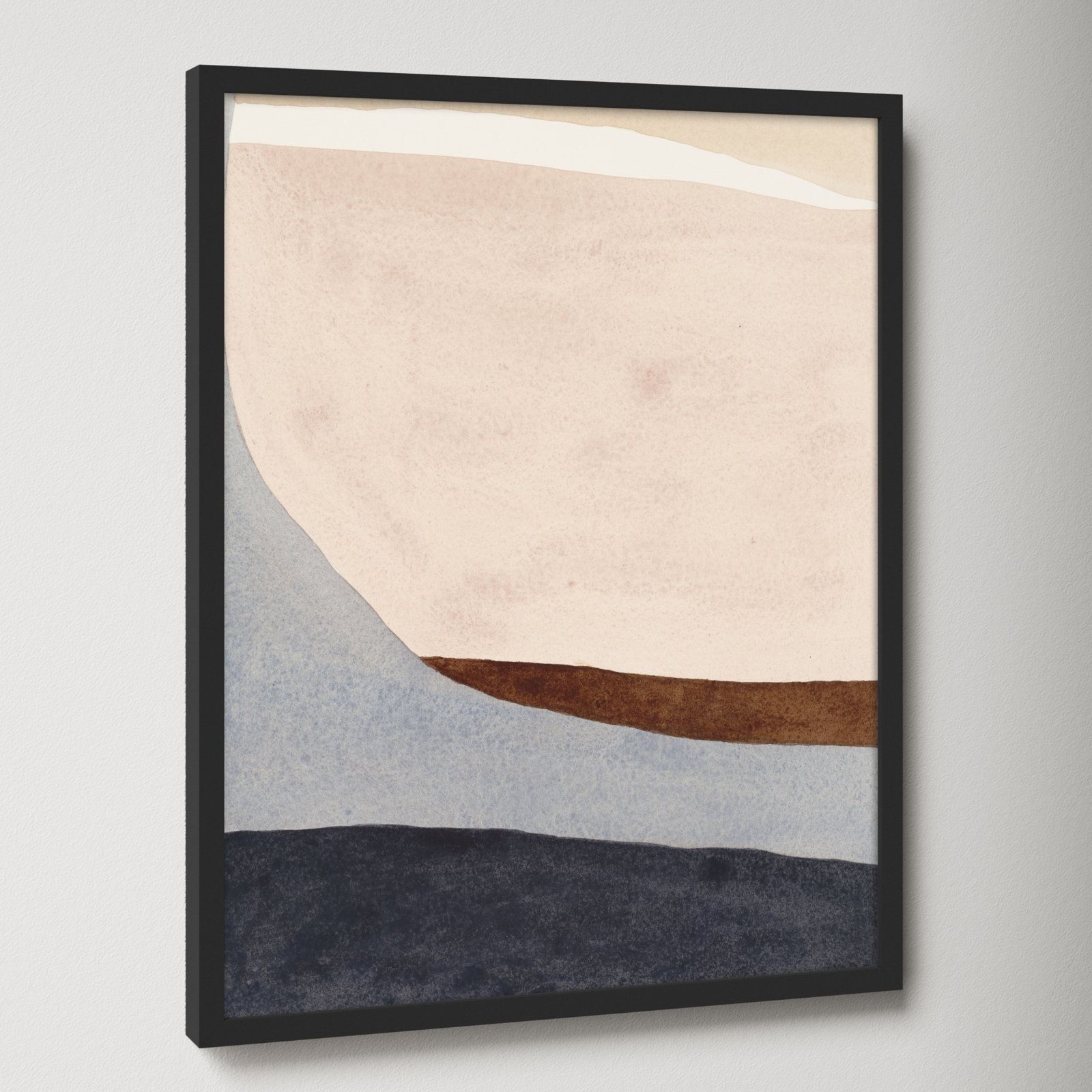 Divided "Divided by Blue 2" Painting, 38" H x 30" W x 1.25" D, Black Framed