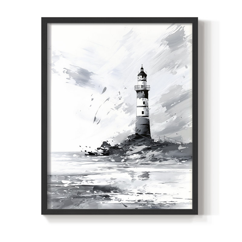 NAUTICAL Series Dxxxvi, reproduction encadrée - bois massif, Noir, noir, noir, noir, H 15 po x l 12 po