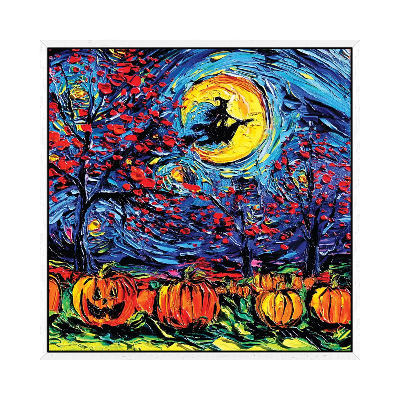 Starry Halloween 1 Piece Painting on Canvas, 45.72 cm H x 45.72 cm W, White Framed Canvas