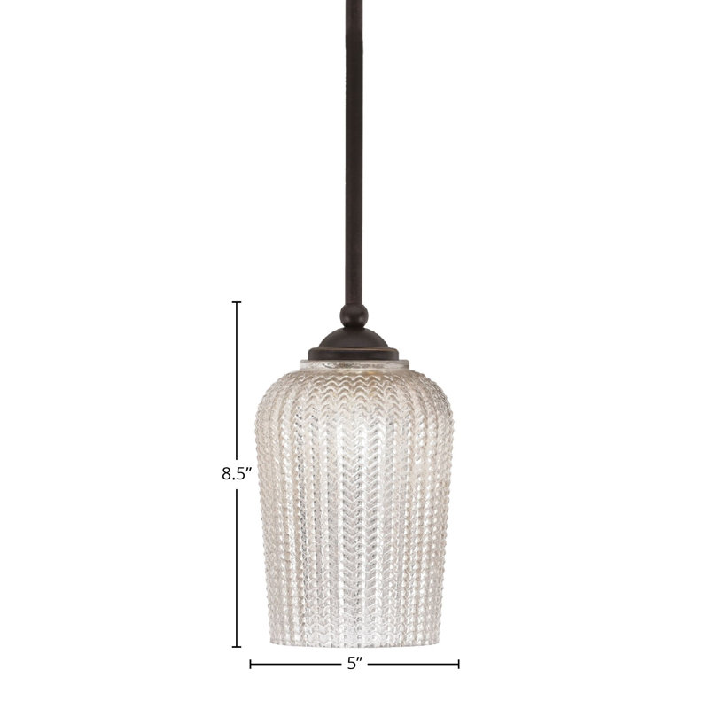 Mini-luminaire suspendu suspendu Zilo, fini granit foncé avec verre de 5 po, Granit foncé