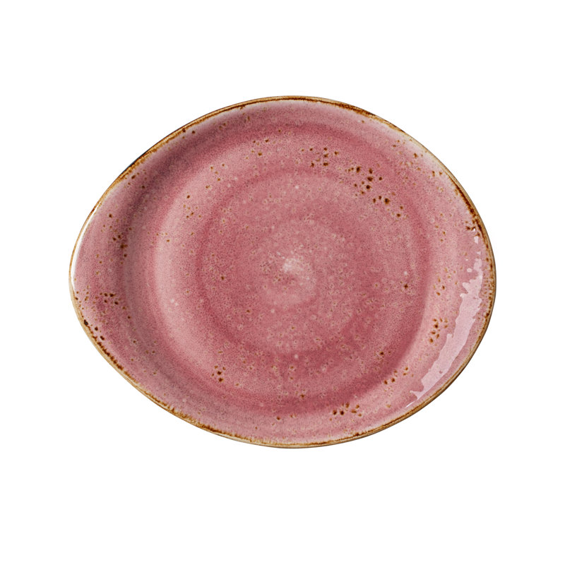 Assiette bleu artisanal, Rose; brun