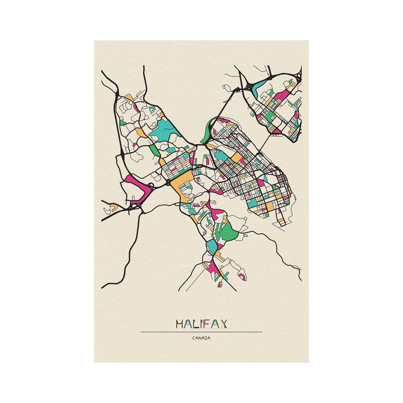 Halifax, Nova Scotia Map by Ayse Deniz Akerman - Print on Canvas, Wrapped Canvas, 101.6cm H x 66.04cm W x 3.81cm D