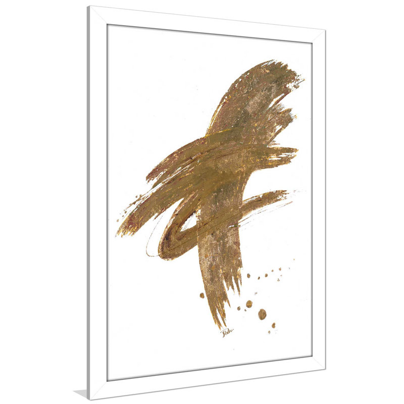«Gold Dance», reproduction de peinture à l'aquarelle, H 39,5 po x l 27,5 po x P 0,75 po, Cadre blanc