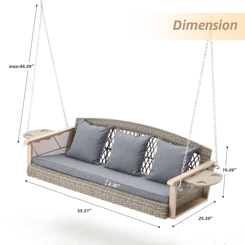 Balancelle d'extérieur pour 3 personnes Kenn, Gris / Gris