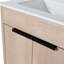 Meuble-lavabo de salle de bain avec comptoir en céramique - 2 portes autoportantes à fermeture en douceur et tablette réglable à décor moderne en chêne massif avec base en contreplaqué pour une utilisation durable-917222952-917222953