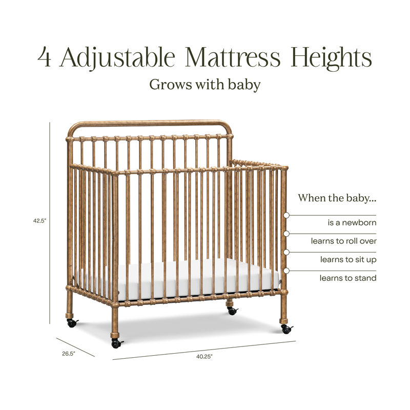 Winston 4-in-1 Convertible Mini Crib, Vintage Gold