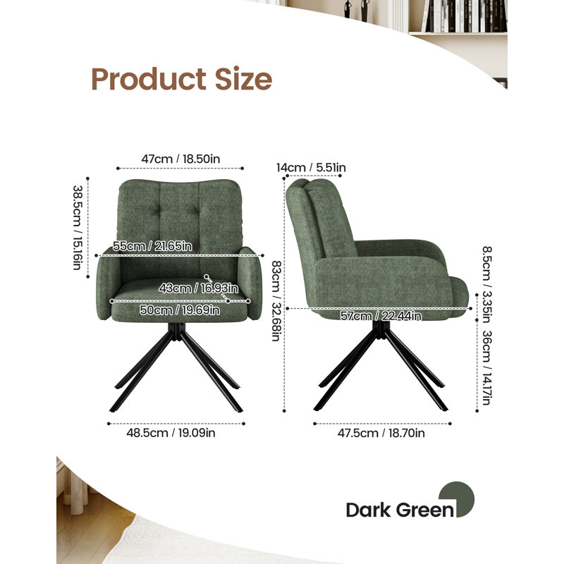 Upholstered Swivel Accent Chair, Green