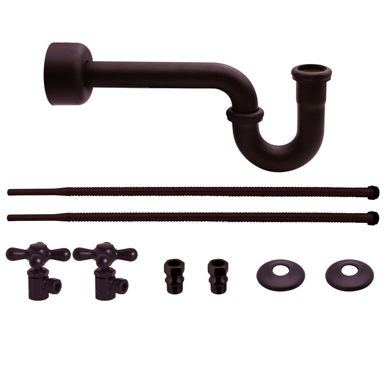 Trousse d'alimentation pour piédestal avec siphon en P et butées d'angle, Bronze huilé