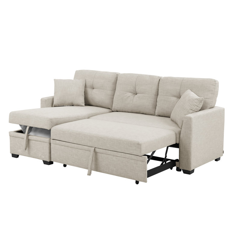 Modular Sleeper Sectional Sofa with Storage, Beige